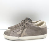 Golden Goose Superstar Sneakers Taupe Suede & Lizard-Print Leather Size 36 NEW