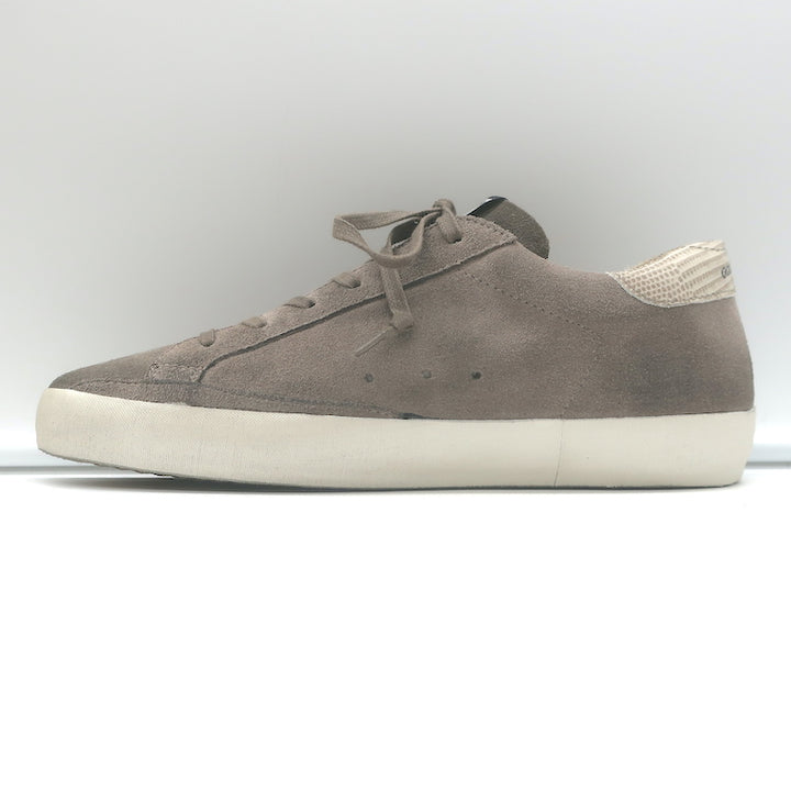 Golden Goose Superstar Sneakers Taupe Suede &amp; Lizard-Print Leather Size 36 NEW