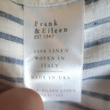 Frank & Eileen Eileen Button Up Shirt White/Blue Floral Stripe Linen Size Medium