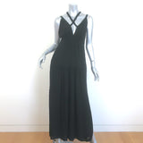 Malia Mills Empire Waist Maxi Dress Black Swiss Dot Size Small