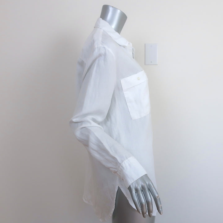 James Perse El Matador Shirt White Linen-Blend Size 3 Long Sleeve Top NEW