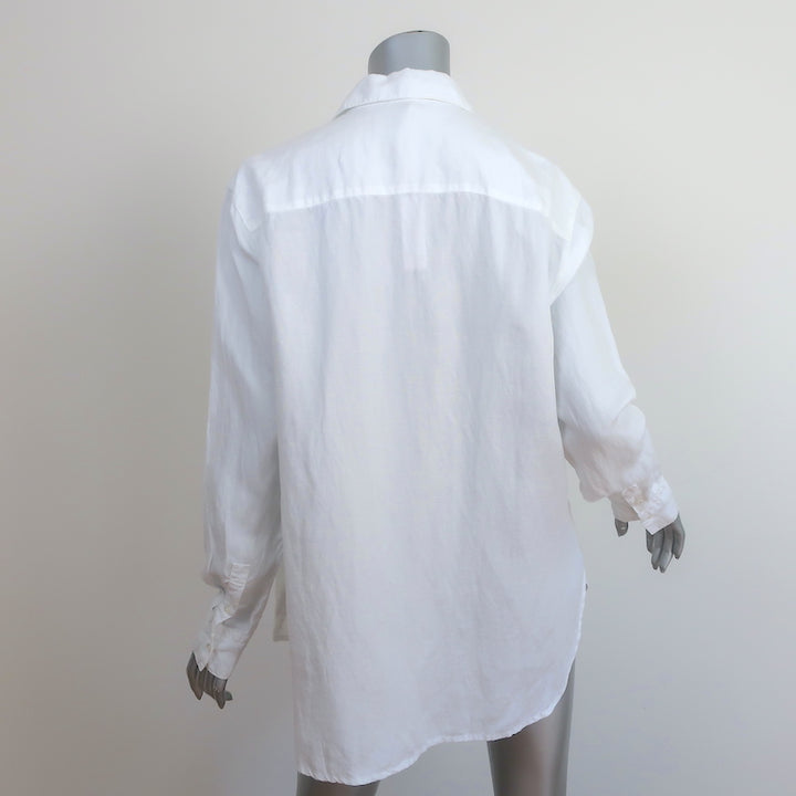 James Perse El Matador Shirt White Linen-Blend Size 3 Long Sleeve Top NEW