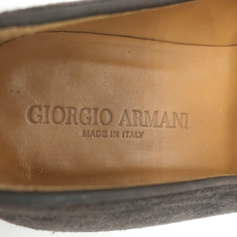 Giorgio Armani Tassel Loafers Dark Gray Perforated Suede Size 9