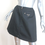 Prada Re-Nylon Zip-Front A-Line Skirt Black Size 40
