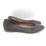 Chloe Lauren Scalloped Ballet Flats Dark Gray Suede Size 36.5 NEW