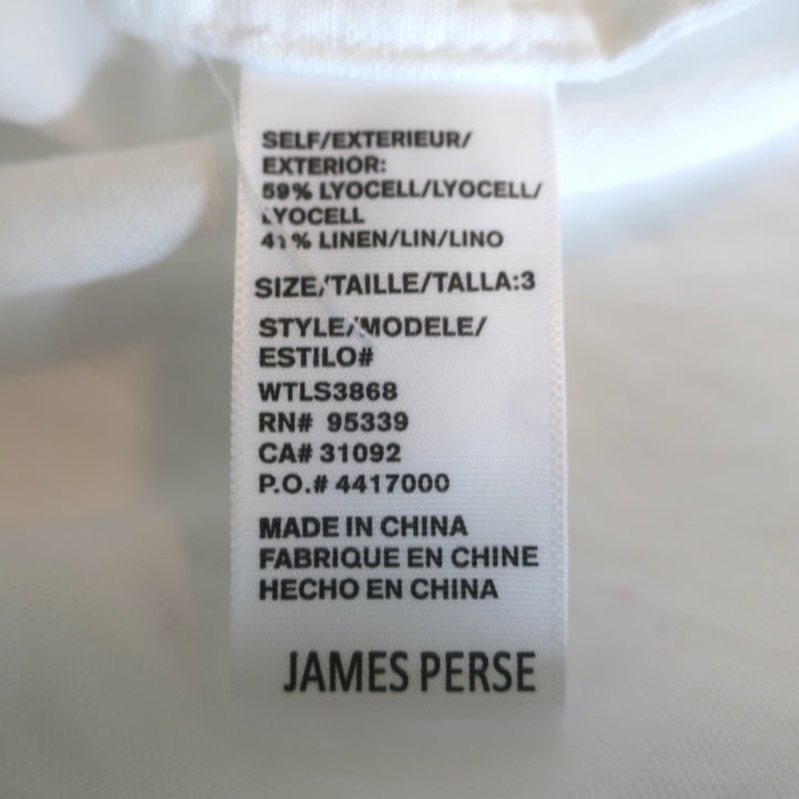 James Perse El Matador Shirt White Linen-Blend Size 3 Long Sleeve Top NEW