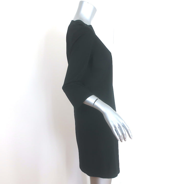 Hermes Embroidered-Pocket Bateau Mini Dress Black Cotton Size 38