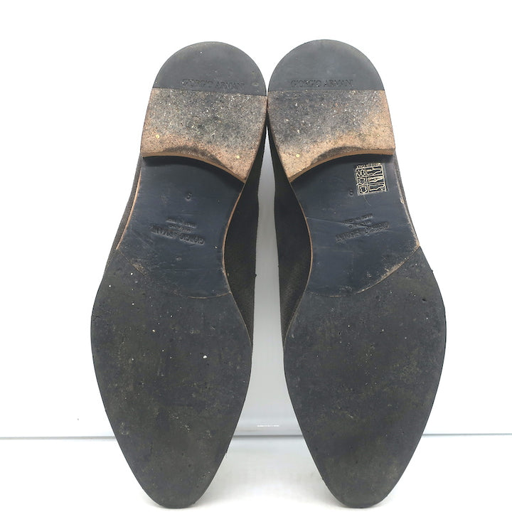 Giorgio Armani Tassel Loafers Dark Gray Perforated Suede Size 9