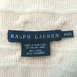Polo Ralph Lauren authentic draped cable-knit cardigan in ivory wool-cashmere, luxury pre-owned condition