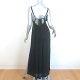 Malia Mills Empire Waist Maxi Dress Black Swiss Dot Size Small