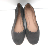 Chloe Lauren Scalloped Ballet Flats Dark Gray Suede Size 36.5 NEW