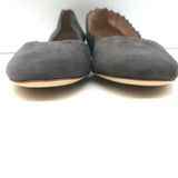 Chloe Lauren Scalloped Ballet Flats Dark Gray Suede Size 36.5 NEW
