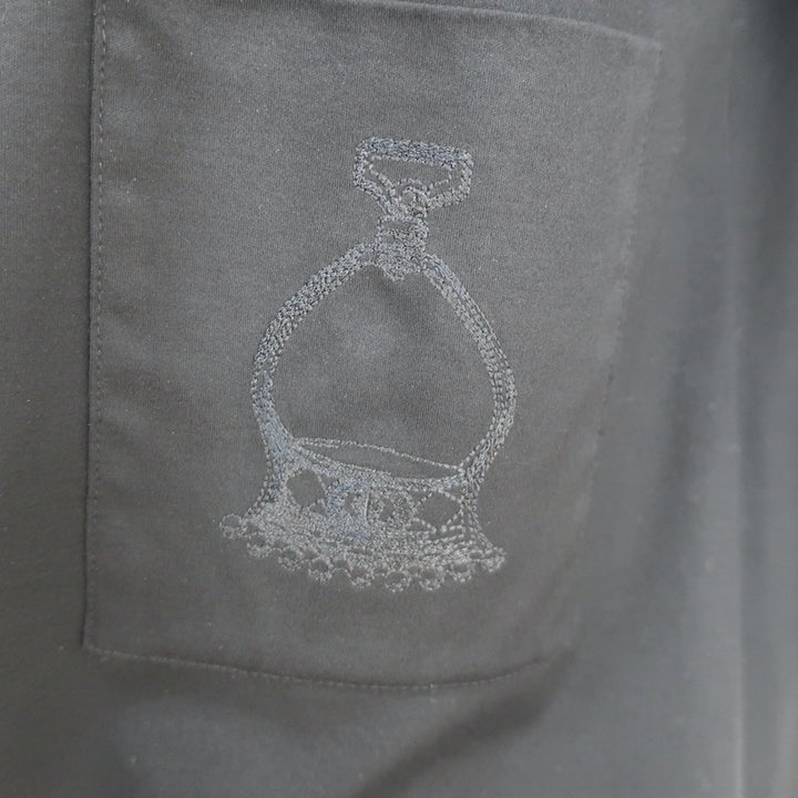 Hermes Embroidered-Pocket Bateau Mini Dress Black Cotton Size 38