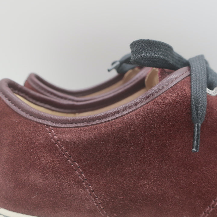 Lanvin Cap Toe Low Top Sneakers Burgundy Suede &amp; Black Patent Leather Size 10