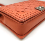 Chanel 2014 Paris-Dallas XL Boy Bag Orange Whipstitch Leather