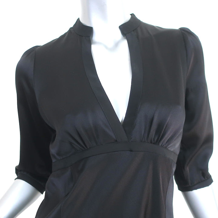 Graham &amp; Spencer V-Neck Dress Black Silk Satin Size Petite