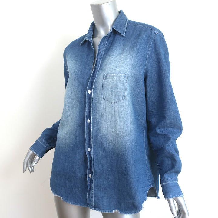 Frank &amp; Eileen Eileen Button Up Shirt Distressed Vintage Wash Denim Size Medium