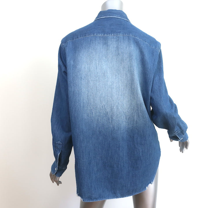 Frank &amp; Eileen Eileen Button Up Shirt Distressed Vintage Wash Denim Size Medium