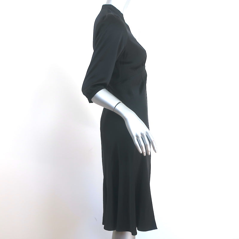 Graham &amp; Spencer V-Neck Dress Black Silk Satin Size Petite