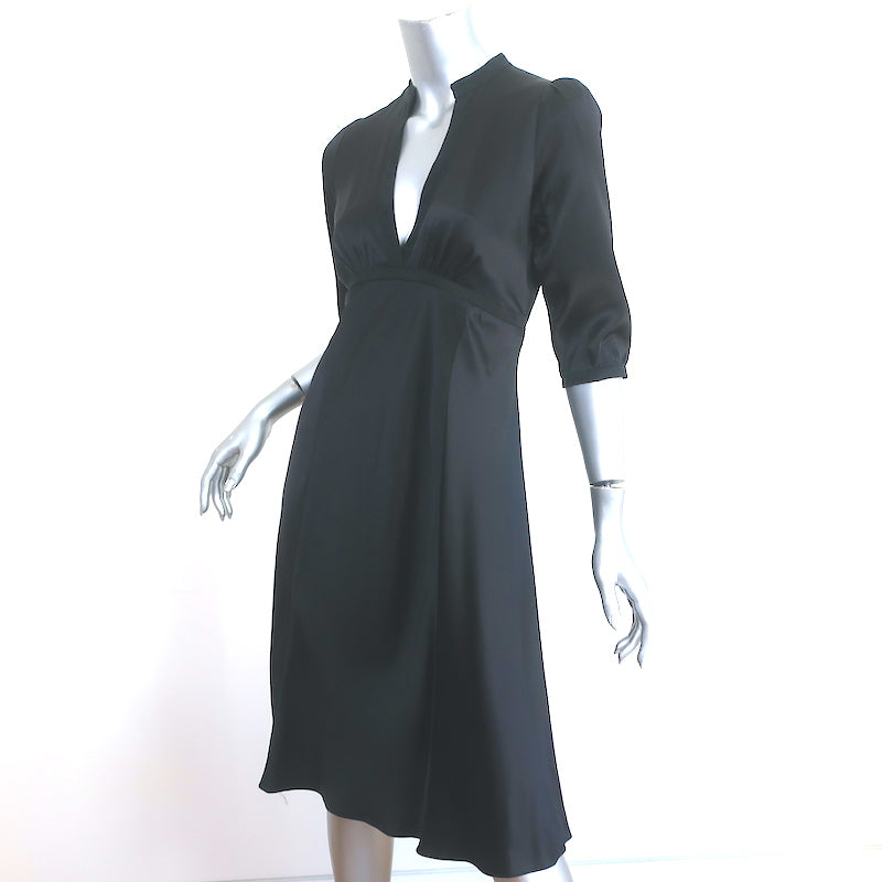 Graham &amp; Spencer V-Neck Dress Black Silk Satin Size Petite