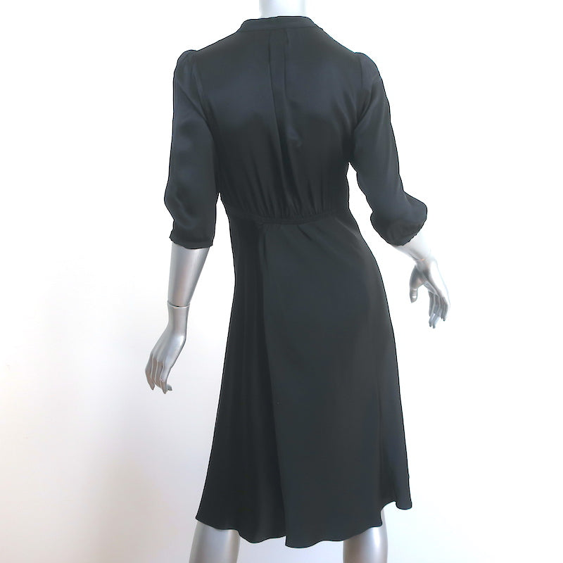 Graham &amp; Spencer V-Neck Dress Black Silk Satin Size Petite