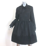 Valentino Lace-Trim Taffeta Belted Flared Trench Coat Black Silk-Blend Size 8