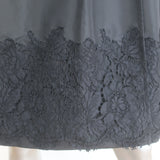 Valentino Lace-Trim Taffeta Belted Flared Trench Coat Black Silk-Blend Size 8