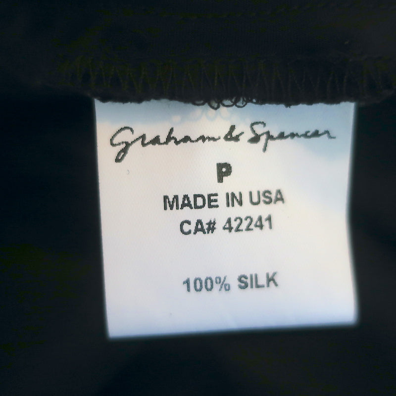 Graham &amp; Spencer V-Neck Dress Black Silk Satin Size Petite