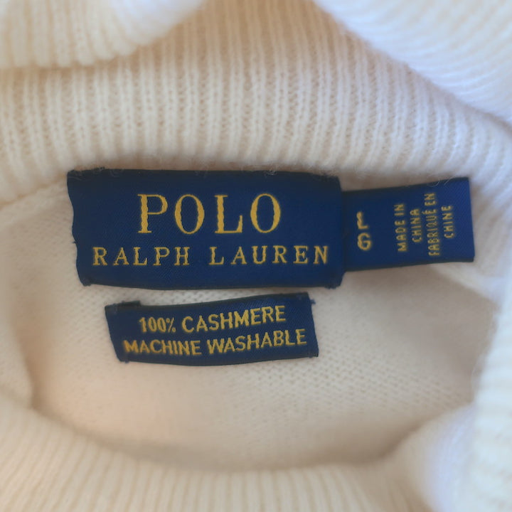 Polo Ralph Lauren Cashmere Turtleneck Sweater Cream Size Large