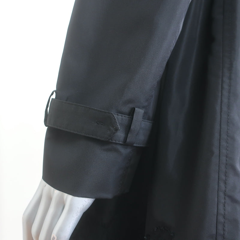 Valentino Lace-Trim Taffeta Belted Flared Trench Coat Black Silk-Blend Size 8