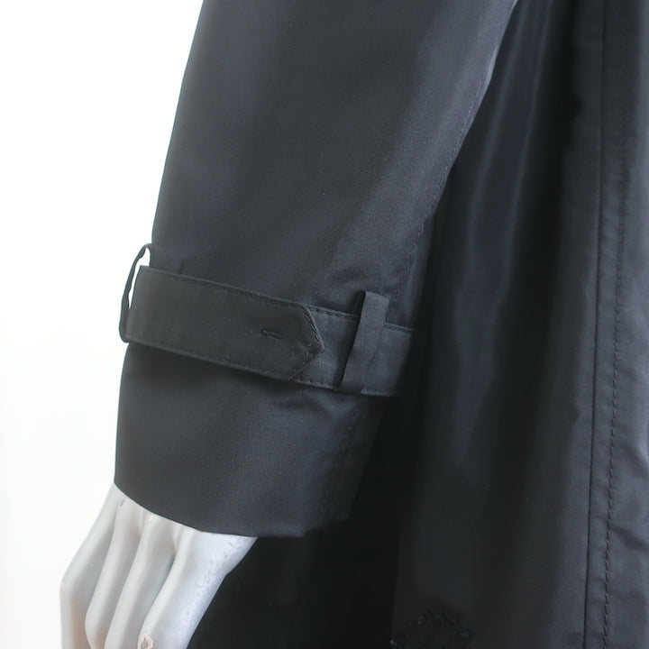 Valentino Lace-Trim Taffeta Belted Flared Trench Coat Black Silk-Blend Size 8