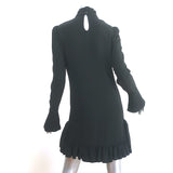 Paco Rabanne Ruffle Mini Dress Black Crepe Size 36