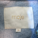 Maje Bianca Embellished-Collar Jean Jacket Blue Denim Size 36