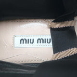 Miu Miu Buckled Ankle Tie Ballet Flats Black Leather Size 36.5 NEW