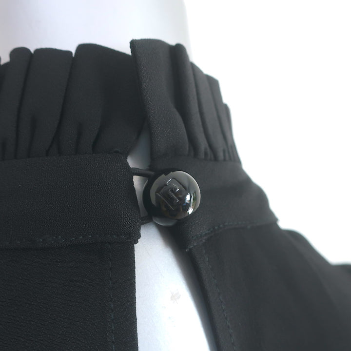 Paco Rabanne Ruffle Mini Dress Black Crepe Size 36
