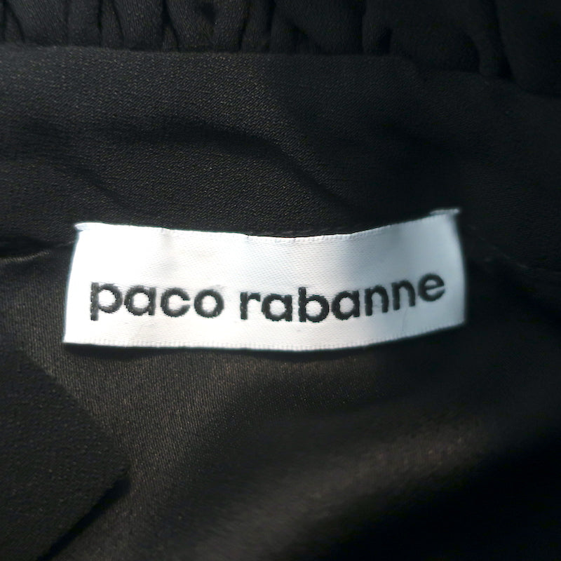 Paco Rabanne Ruffle Mini Dress Black Crepe Size 36