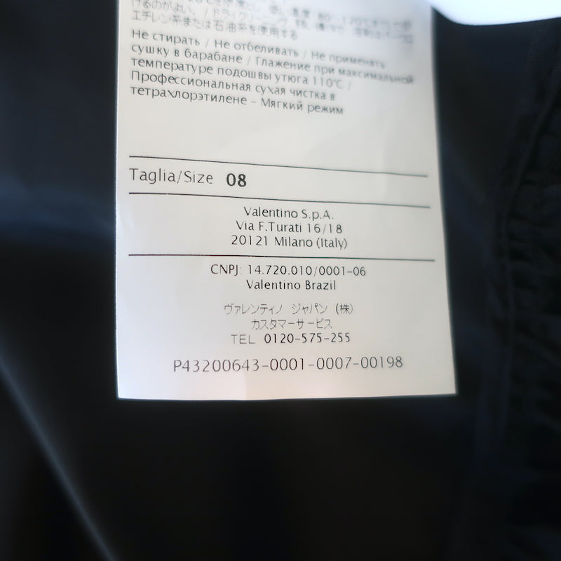 Valentino Lace-Trim Taffeta Belted Flared Trench Coat Black Silk-Blend Size 8
