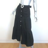 Solid & Striped Belted Tiered Midi Skirt Black Cotton Size Extra Small