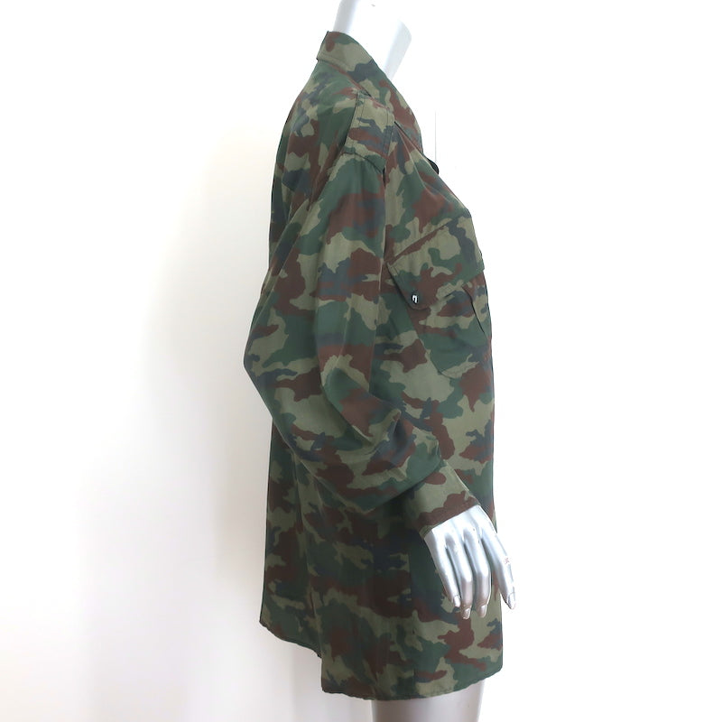 Faith Connexion Camouflage Print Shirt Army Green Size Medium Long Sleeve Blouse