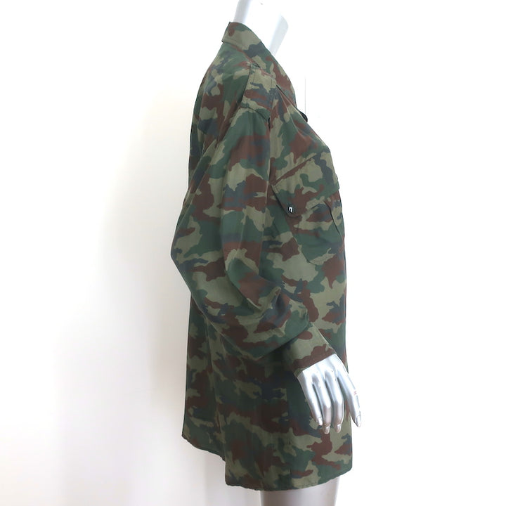 Faith Connexion Camouflage Print Shirt Army Green Size Medium Long Sleeve Blouse