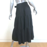 Solid & Striped Belted Tiered Midi Skirt Black Cotton Size Extra Small