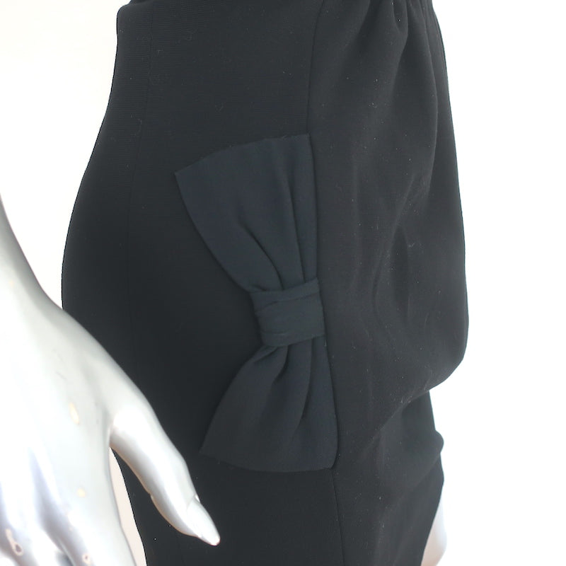 Prada Bow Pocket Mini Dress Black Size 40 Sleeveless Sheath