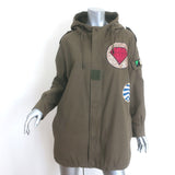 Saint Laurent Glitter Patch Military Parka Jacket Army Green Size 36