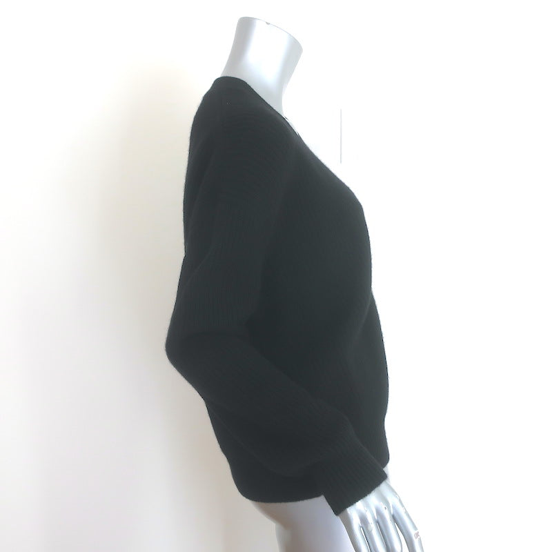 Jenni Kayne Cropped Cashmere Cocoon Cardigan Black Ribbed Knit Size Extra Small