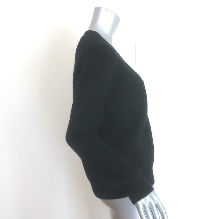 Jenni Kayne Cropped Cashmere Cocoon Cardigan Black Ribbed Knit Size Extra Small