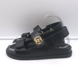Gucci Moritz GG Dad sandals, black leather, size 36, pre-owned (new without tags), authentic luxury
