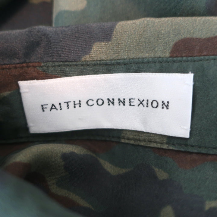 Faith Connexion Camouflage Print Shirt Army Green Size Medium Long Sleeve Blouse