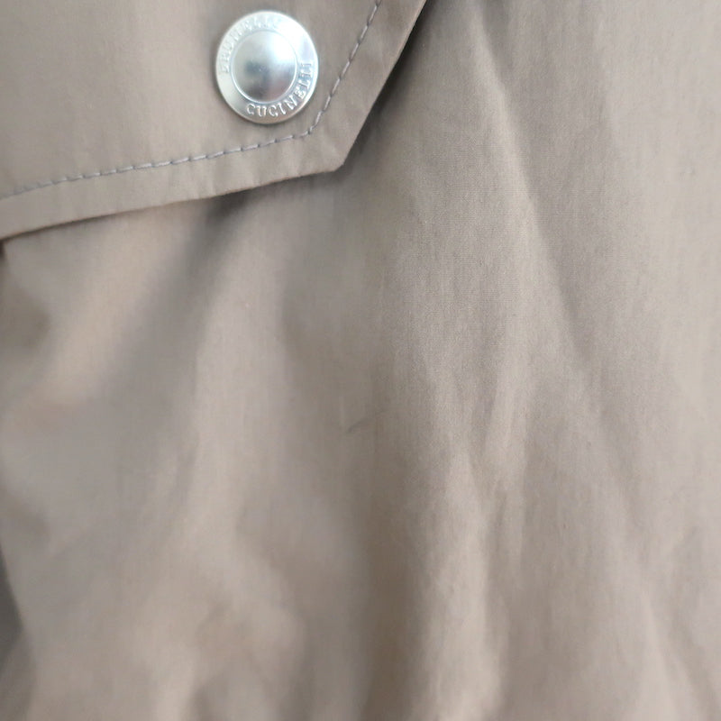 Brunello Cucinelli Contrast-Ribbed Bomber Jacket Tan Cotton Size 52