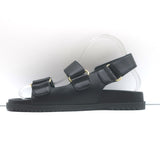 Gucci Moritz GG dad sandals in black leather, authentic pre-owned women's sandals, size 36
