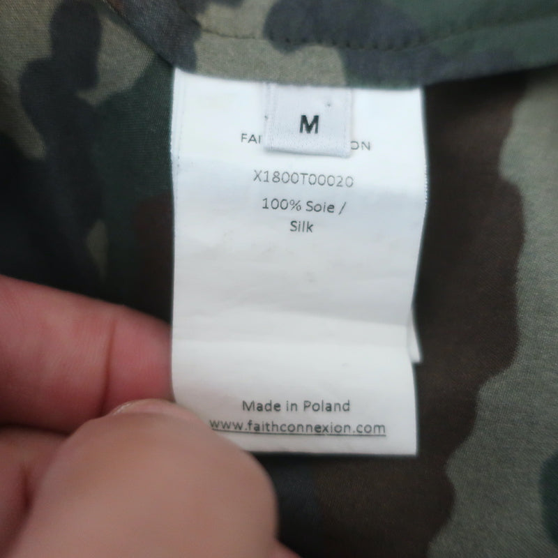 Faith Connexion Camouflage Print Shirt Army Green Size Medium Long Sleeve Blouse